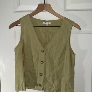 Madewell Olive Linen Vest